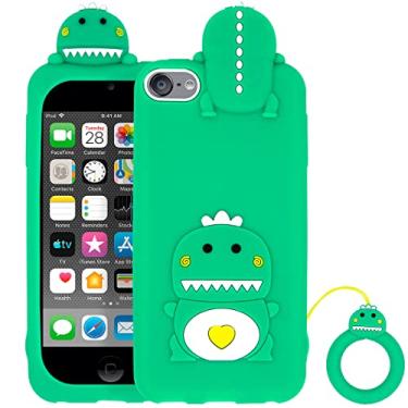 Imagem de Megantree Linda capa para iPod Touch 7, capa para iPod Touch 6, capa para iPod Touch 5, capa traseira de silicone macio com desenho 3D engraçado com animais à prova de choque com chaveiro para meninas meninos mulheres crianças