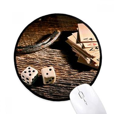 Imagem de DIYthinker Mouse pad de pôquer de dados para jogos de mesa escritório tapete redondo para computador