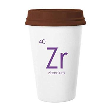 Imagem de Tabela de período de elementos de química Metais de transição Zircônio Zr Caneca de café Copo de cerâmica Tampa de copo