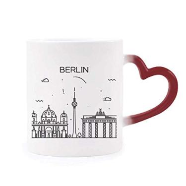 Imagem de Caneca alemã Berlim arquitetura sensível ao calor Caneca vermelha que muda de cor