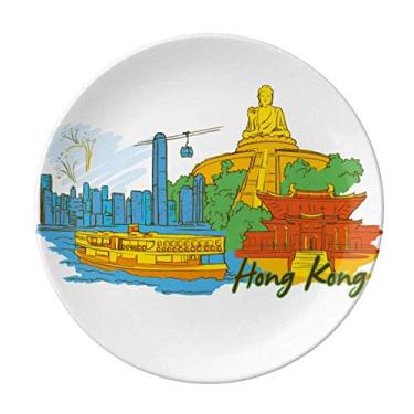 Imagem de Prato de aquarela China Hong Kong Victoria decorativo de porcelana salver louça de jantar