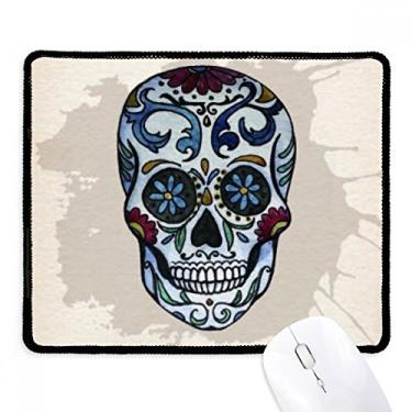 Imagem de Mousepad cinza caveira com ilustração da cultura nacional do México, borda costurada, tapete de jogos de borracha