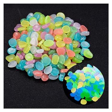 Imagem de 1000 peças seixos de paralelepípedos, pedras luminosas para decoração exterior, pedras luminosas para jardim, jardim, pátio, aquário, passarela (Color : Mixed colors, Size : 1000pcs)