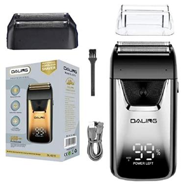 Imagem de Barbeiro de barbear 2 Lâminas Shaver Daling DL-9215 para homens, barbeador elétrico recarregável com aparador de barba, barbeadores de lítio de titânio sem fio e estojo de viagem (Prateado)