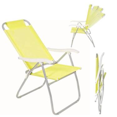 Imagem de Cadeira De Praia Alta Dobravel Aluminio Bel 4 Posicoes Amarelo