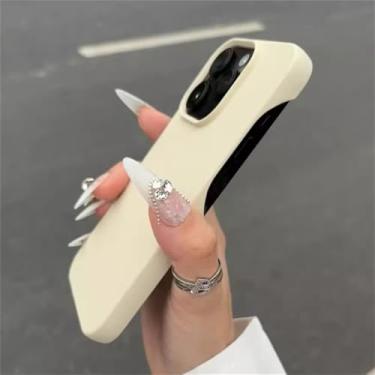 Imagem de Para iPhone 15 14 13 12 11 Pro Max 15Plus Candy Color Capa de telefone de silicone ultrafino fosco com sensação de pele macia Capa de pára-choque à prova de choque, branco antigo, para iPhon