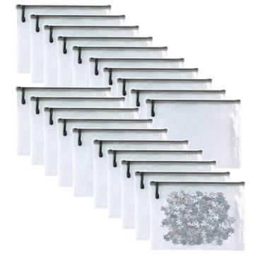 Imagem de Oaimyy - 20 pastas de documentos com zíper de malha para pastas de documentos com zíper, bolsas de quebra-cabeça para organizar armazenamento (preto, 12,7 x 17,8 cm)