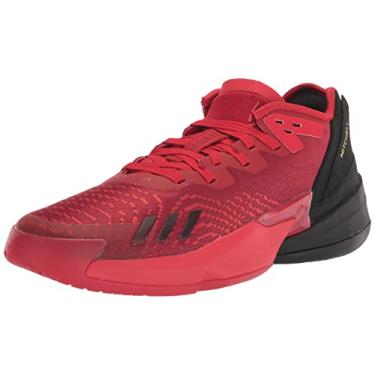Imagem de adidas Tênis de basquete unissex D.o.n. Issue 4, Vermelho vívido/preto/Team Victory Re, 10.5 Women/4.5 Men
