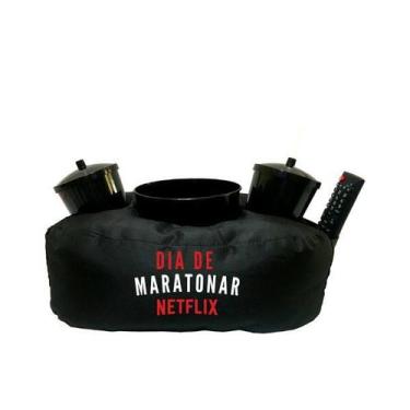 Imagem de Almofada Porta Pipoca Dia de Maratonar Netflix - Cine Couple, Preto
