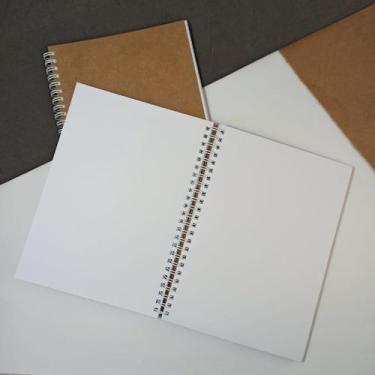Imagem de kit C/5 Caderno ¼ Pequeno 16 x 22 cm Espiral 80 Folhas Brancas Sem Pau
