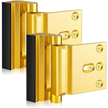 Imagem de Shimeyao Fechadura de porta de segurança, 2 peças de fechadura de reforço de porta doméstica com 8 parafusos que impedem a entrada não autorizada 7,6 cm de fechadura de porta de casa suporta