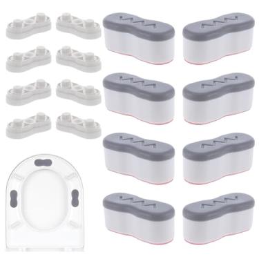 Imagem de 8 peças de almofadas para bidê que aumentam a altura do assento do vaso sanitário, amortecedores de borracha com ajuste de 2 alturas, para-choques universais autoadesivos cinza e transparente para