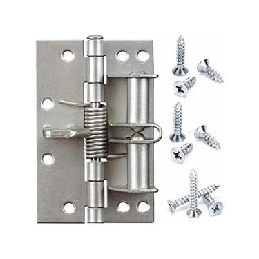 Imagem de 2 peças de dobradiça automática de porta de 10 cm, dobradiças de porta de fechamento automático, dobradiça de porta de mola resistente, dobradiças de porta de fechamento automático, rolha de porta de