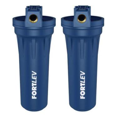 Imagem de Kit 2 Filtros Caixa Dágua Cavalete Fortlev Limpa Tudo, Azul