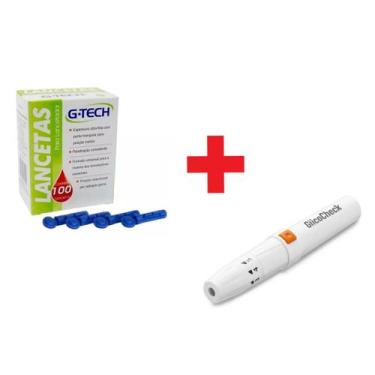 Imagem de Kit 1 Caneta Lancetadora + 100 Lancetas Agulha 30g - G-Tech
