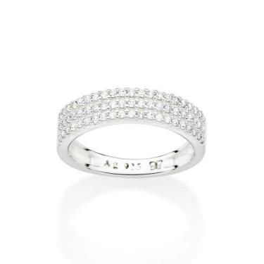 Imagem de Meia Aliança Rommanel Prata 925 Com Zircônias 810234, Branco, 16