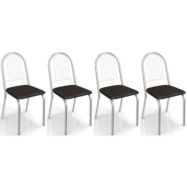 Imagem de Cadeira Sala De Jantar Noruega 2c077 Kit 4 Un Cromada-preto 110 - Kappesberg
