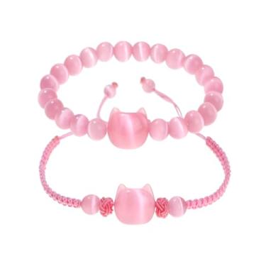 Imagem de Pulseira de gato obsidiana preta e colar com pingente de lua, conjunto de joias, presentes para amantes de gatos, atração de riqueza, boa sorte, pulseira de contas, pulseiras de contas, colar com