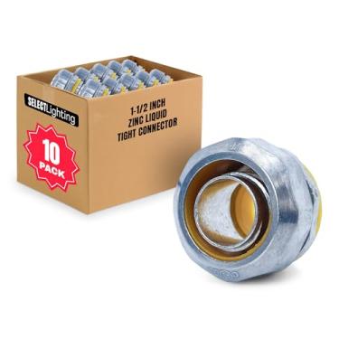 Imagem de SELECT Lighting Conector reto apertado líquido de zinco, conectores elétricos de 3,5 cm, acessórios de conduíte, seguro e resistente à ferrugem, pacote com 10