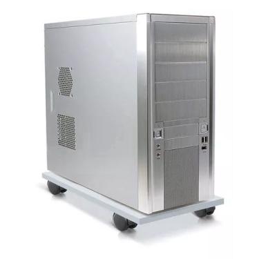 Imagem de Suporte De Gabinete Cpu Computador Branco Com Rodas Em Mdf