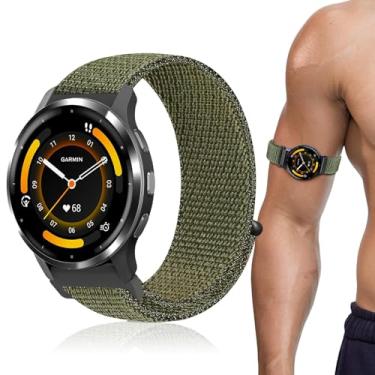 Imagem de Oanux Pulseira esportiva de 22 mm compatível com Garmin Vivoactive 4/Venu 3/Venu 2 e Forerunner 570-47 mm/265/255/255 Music, pulseira de bíceps de nylon respirável de liberação rápida para Amazfit