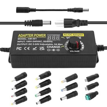 Imagem de Towisituati Adaptador De Energia Ajustável, Fonte Universal 3 V ~ 24 5 A 120 W Ca/Cc Variável Ca 100 V-240 Cc, Conversor E Transformador