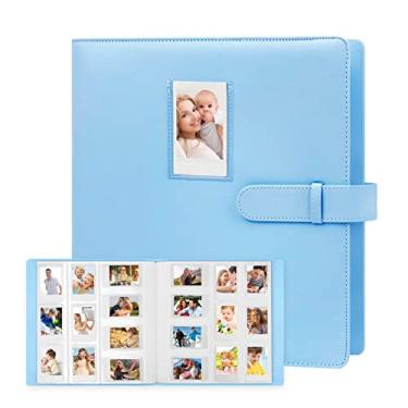 Imagem de Veicevol Álbum De Fotos Com 640 Bolsos Para Câmera Fujifilm Instax Mini, Polaroid, Capa Couro, 12, 11, 9, 40, 90, 8, 7, Evo Liplay Instant 2X3 (Azul)