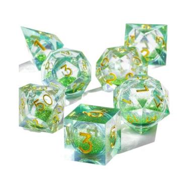 Imagem de Conjunto De Dados Poliédricos De Folha De Ouro Verde Para Dungeons And