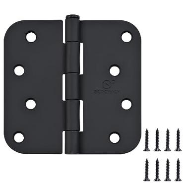 Imagem de Dobradiça de porta dobradiças internas de 10 cm preto fosco dobradiças internas de 10 cm dobradiça de ferro plano 10 cm x 10 cm ferragens para porta raio de 12 peças