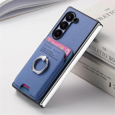 Imagem de Capa para Galaxy Z Fold6, carteira magnética de couro removível com suporte para cartão (para Galaxy Z Fold6/Azul)