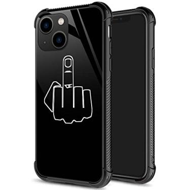 Imagem de ZHEGAILIAN Capa compatível com iPhone 15, capa de dedo médio para iPhone 15 para homens e meninos, capa de vidro orgânico à prova de choque à prova de choque para iPhone 15 de 6,1 polegadas