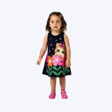 Imagem de Vestido Gatinha Bebê Menina Kyly P1000975 Azul Marinho, Azul marinho, 