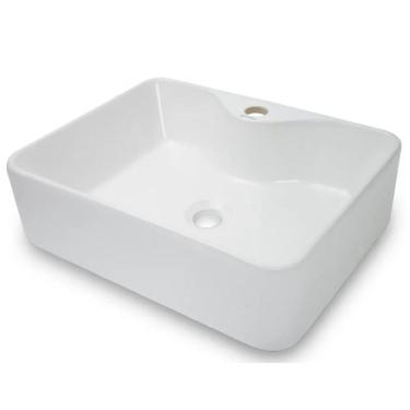 Imagem de Pia Banheiro Cuba Sobrepor Louça Cerâmica Quadrada 40Cm