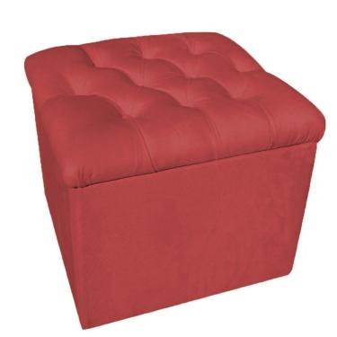 Imagem de Puff Baú Decorativo 51x51 Suede Vermelho - Majú Decor