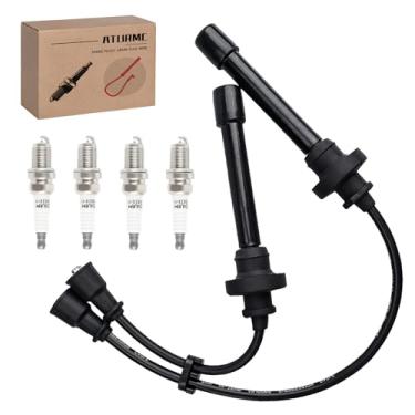 Imagem de Conjunto de 2 peças de fios de vela de ignição 671-4266 55200 e 4 velas de ignição de irídio compatíveis com Chrysler Sebring Dodge Stratus Mitsubishi Eclipse Galant Lancer Mirage Outlander 1.8 2.0