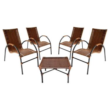 Imagem de Conjunto De Mesa De Centro 4 Cadeiras ônix Para área Externa Argila