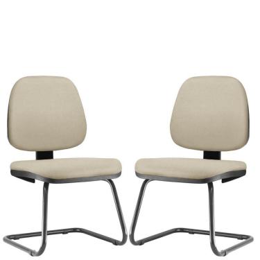 Imagem de Kit 02 Cadeiras Para Escritório Job L02 Fixa Suede Bege - Lyam Decor