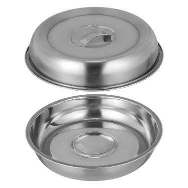 Imagem de Zerodeko Pacote Com 2 Capas de Aço Inoxidável para Bifes - Capas de Prato de 11" para Alimentos, Hambúrgueres E Queijos Derretidos Com Alças Resistentes Ao Calor, Chapa Plana, Churrasqueira,
