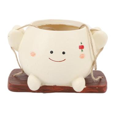 Imagem de Vaso de flor de resina para pendurar com rosto giratório, plantas para ambientes internos e externos, decoração de suculentas, design exclusivo de rosto sorridente para decoração de jardim em casa