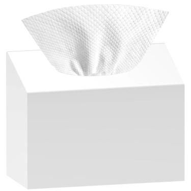 Imagem de Capa de caixa de toalha de mão compatível com toalhas de mão de papel descartáveis, suporte de toalha de papel de banheiro acrílico para montagem na parede ou bancada, branca