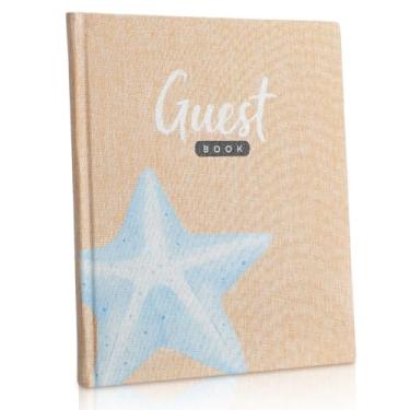 Imagem de Humyoun Livro de visitas para casa de aluguel 19 cm x 23 cm Casa de férias Boas-vindas Log Beach Houese Cabin Livro de Visitas para Casas de Férias Aluguel de Curto Prazo Anfitriões Essenciais Capa