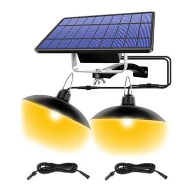Imagem de Mingzhe Luzes Pendentes Solares Ao Ar Livre IP65 Com Lâmpadas Duplas LED Luz para Acampamento de Jardim e Pátio (Luz Branca Quente)