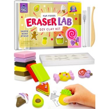 Imagem de PURPLE LADYBUG Kit de argila DIY Eraser Lab – Conjunto de borrachas com tema alimentar, 8 cores de argila, bandeja de molde e ferramentas de modelagem, atividade criativa para meninos e meninas a
