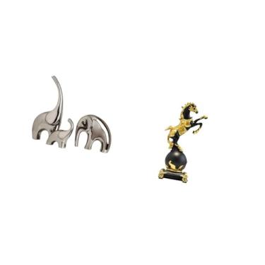 Imagem de Fenteer Coleção de Esculturas de Animais Modernas de Elefante E Cavalo de Cerâmica para Decoração de Mesa, Prateleira, Centro de Mesa, Sala de Estar
