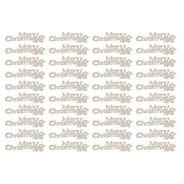 Imagem de Palavras de natal fatias de madeira decorações de placa de densidade mini formato de letra acessório de artesanato faça você mesmo para festa de férias decoração de casa 40 peças