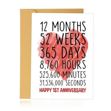 Imagem de yaozeio Presentes de 1º aniversário para marido, esposa, casais, cartões de aniversário de 1 ano para namorado, namorada, romântico, I Love You, cartões de presente para ele, seus casais, amor, cartão