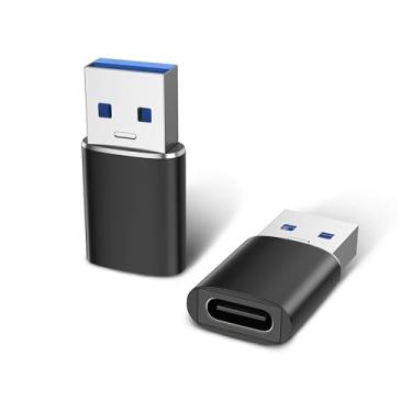 Imagem de Adaptador USB para USB C (pacote com 2), tipo C fêmea para macho (adaptador USB C fêmea para USB macho), compatível com MacBook, Surface, iPad, iPhone, Galaxy Notebook, XPS e mais dispositivos tipo C