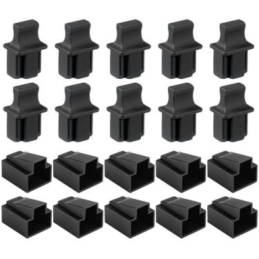 Imagem de Rj45 Tampas de proteção contra poeira, 10 machos + 10 fêmeas, capa de porta Ethernet, protetor de porta Lan Ethernet Rj45, tampões de proteção antipoeira para fibra óptica cobre Rj45female slot