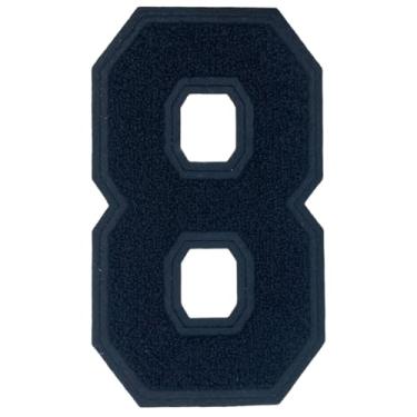 Imagem de 2 peças de adesivos de números de chenille pretos de 20,32 cm, aplique de ferro ou costure para roupas, jaquetas, mochilas, estilo universitário, número grande, par com patch de letras universitárias