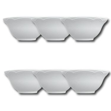 Imagem de Kit 6 Bowl Tigela Sobremesa Relevo Cottage 510 ml Branco